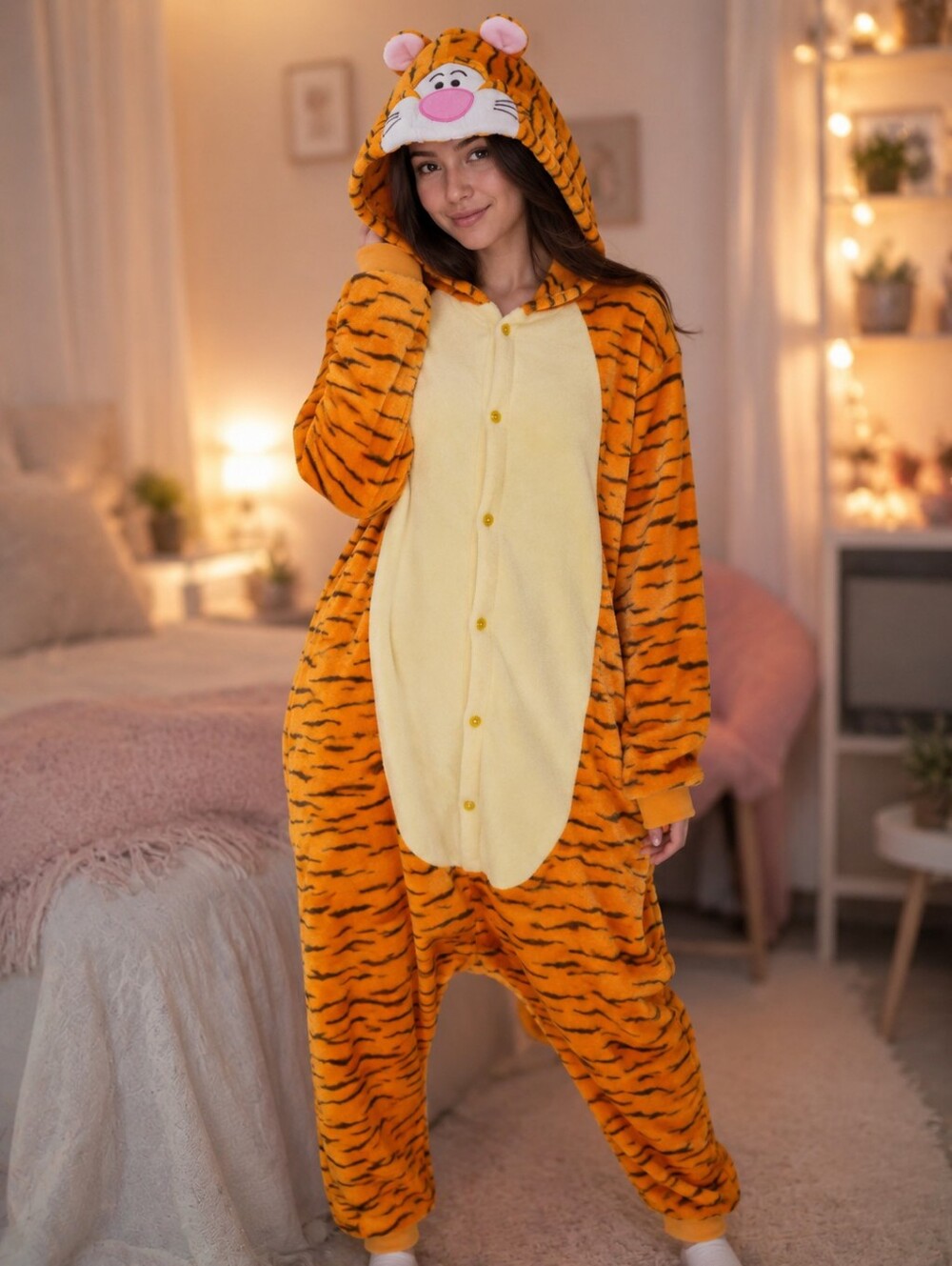 Tiger Onesie Pajamas  Orange & Cream Pajama Kigurumi